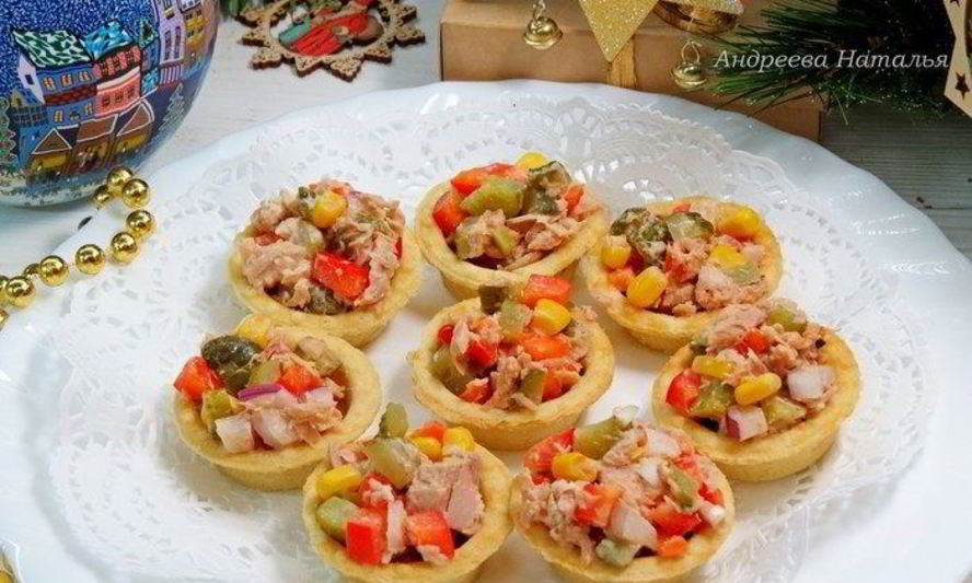 Рецепт тарталетки с салатом из тунца