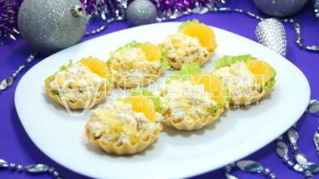 тарталетки с салатом мандариновый рай