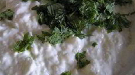 тарталетки с сырным кремом и мятой