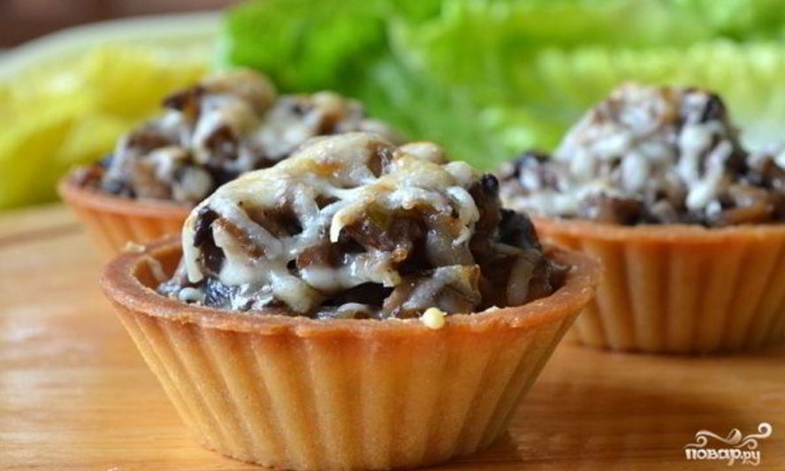 Рецепт закуска с грибами в тарталетках