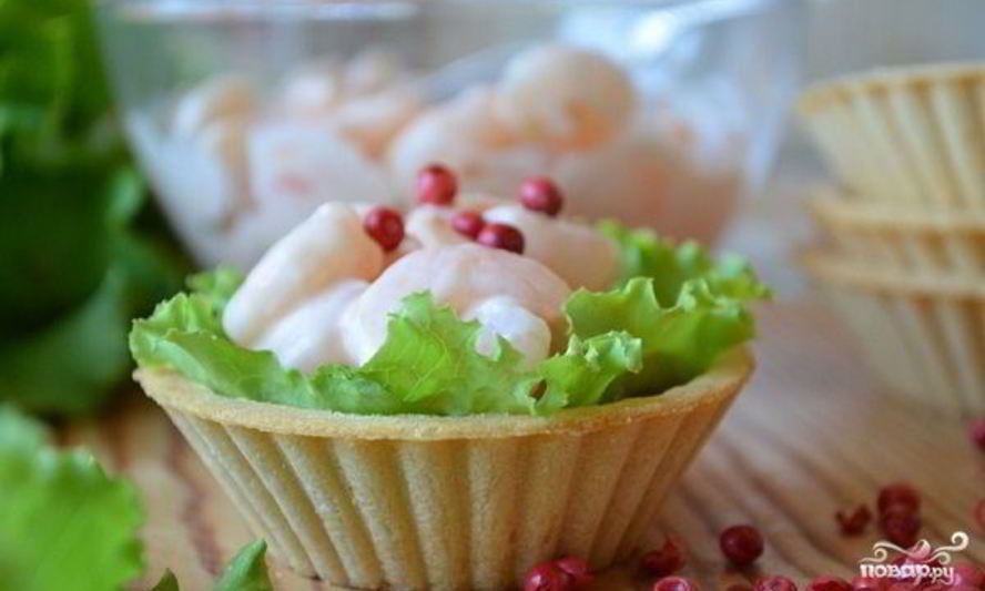 Рецепт закуска с креветками в тарталетках