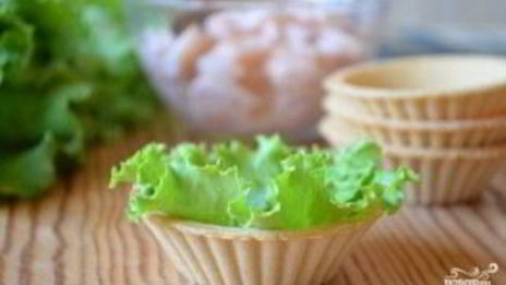 закуска с креветками в тарталетках