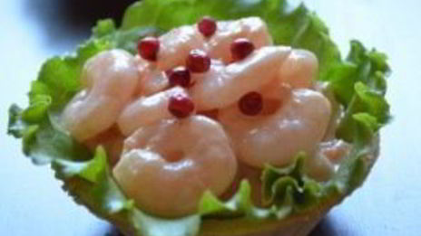 закуска с креветками в тарталетках