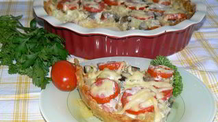 Летний овощной тарт с корейкой