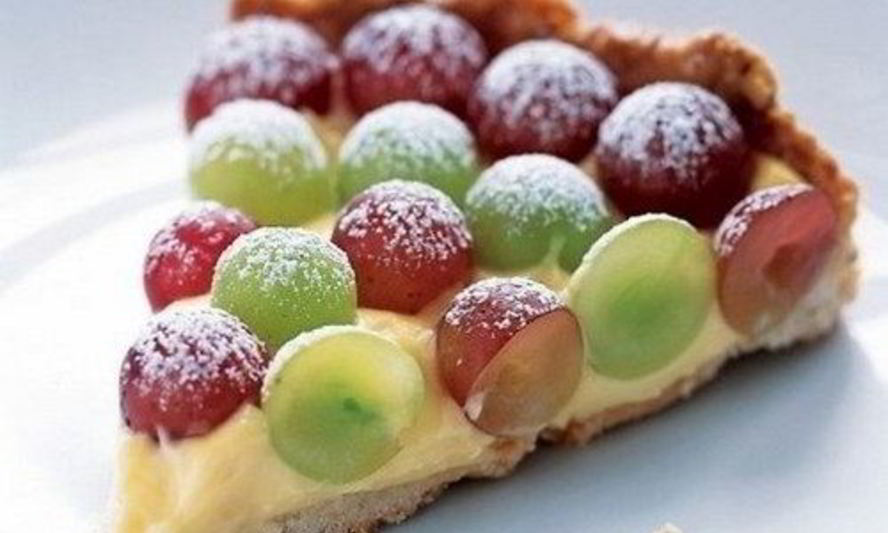 Рецепт нежный тарт со свежим виноградом