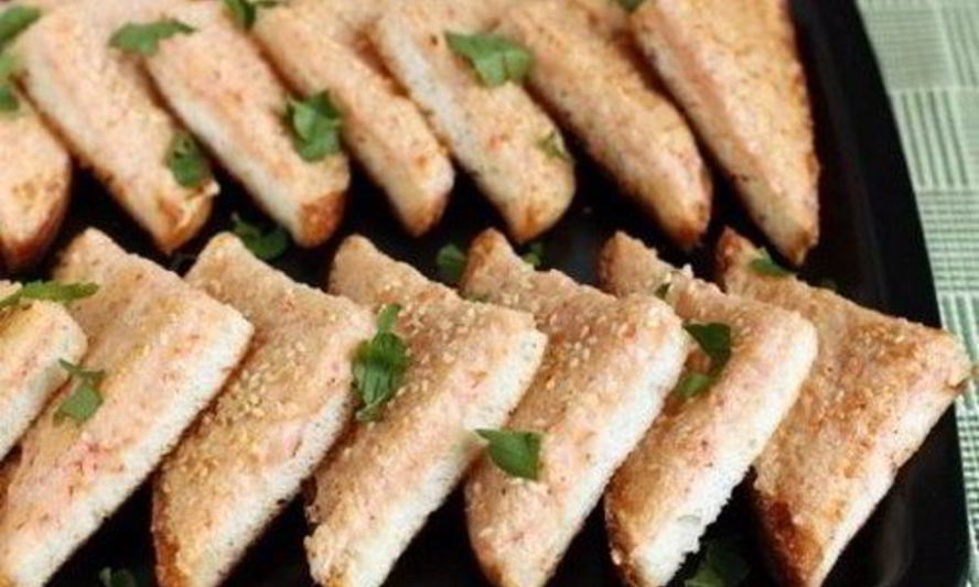 Рецепт хрустящие креветочные тосты с кунжутом