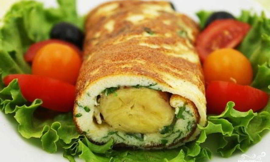 Рецепт яичница с бананом