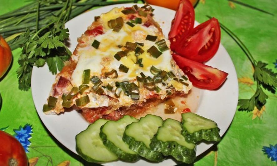 Рецепт яичница с кабачками