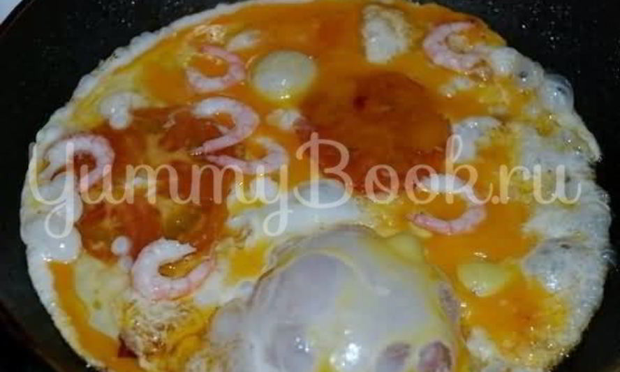 Рецепт яичница с креветками