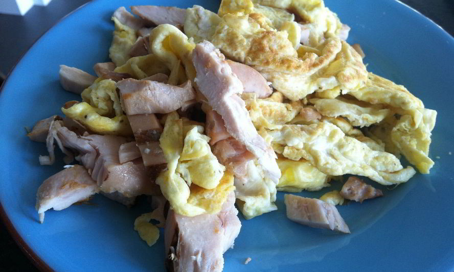 Рецепт яичница с курицей