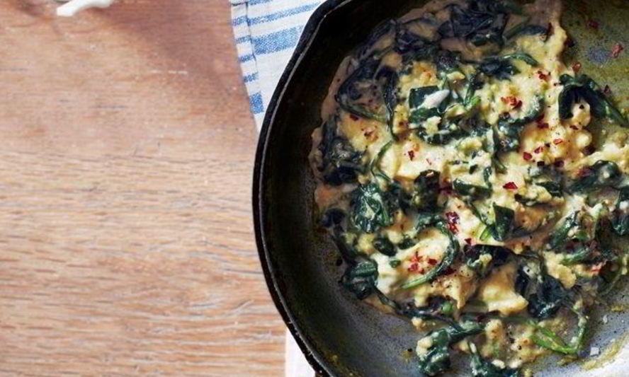 Рецепт яичница со шпинатом