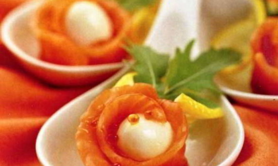Рецепт закуска из форели с перепелиными яйцами