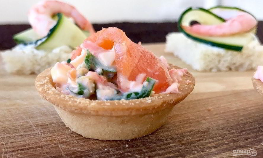 Рецепт закуска из красной рыбы и креветок