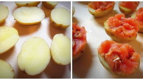 закуска из молодого картофеля с копченой горбушей