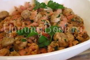 Закуска из шампиньонов и ветчины