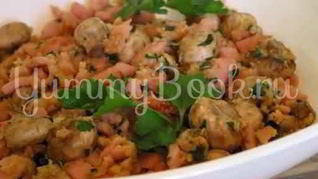 Закуска из шампиньонов и ветчины