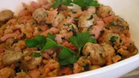 закуска из шампиньонов и ветчины