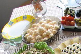 Закуска Кораллы из крабовых палочек