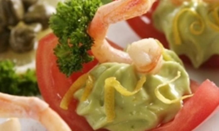 Рецепт закуска с креветками и помидорами