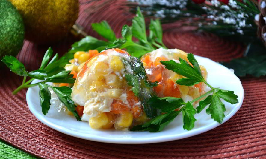 Рецепт овощное заливное в яичной скорлупе