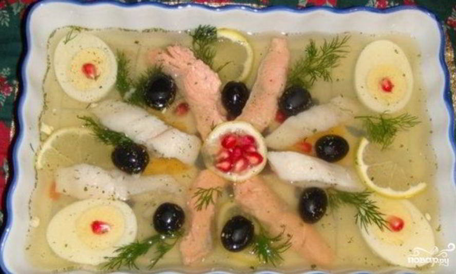 Рецепт заливное из красной рыбы