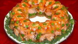 Заливное из семги и форели