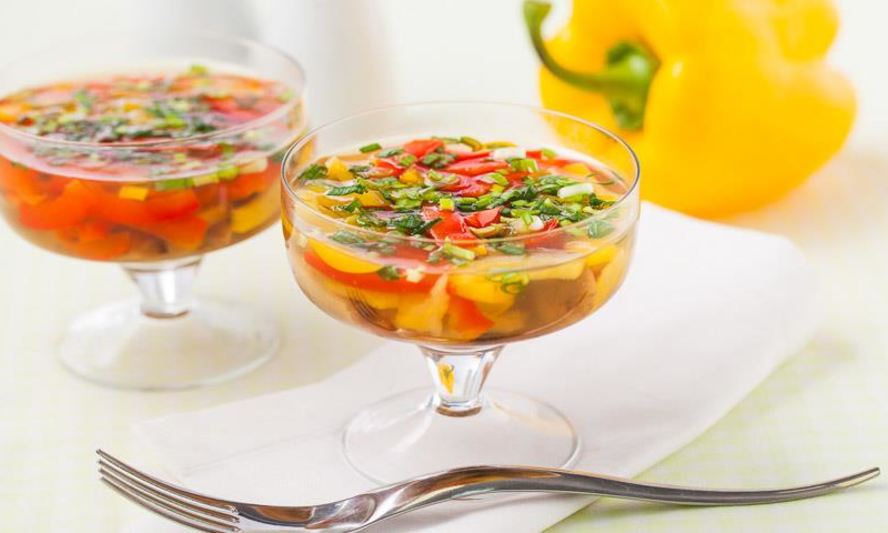 Рецепт заливное из шампиньонов и сладкого перца в мультиварке