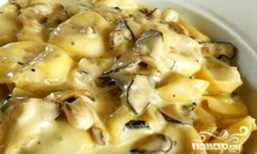 Рецепт жульен с грибами и ветчиной
