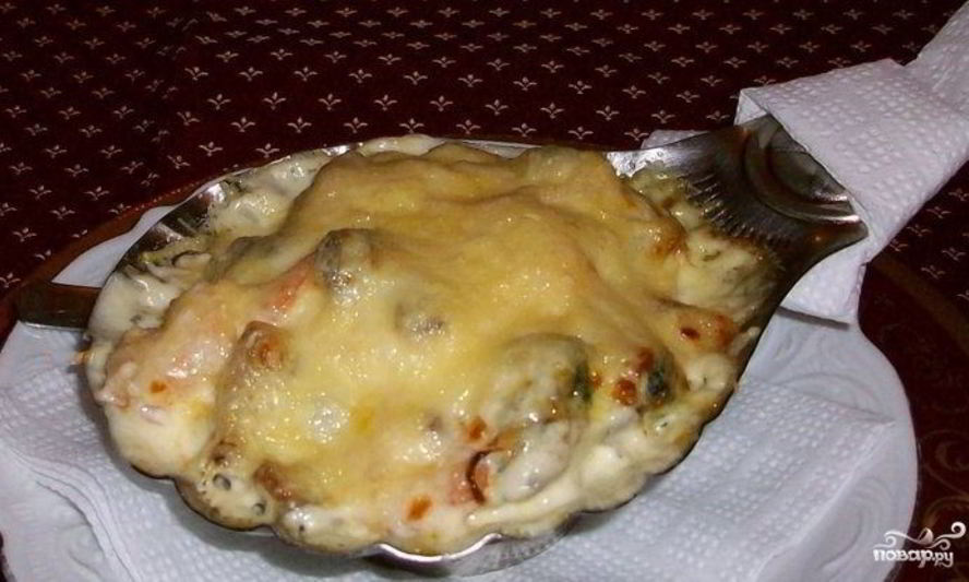 Рецепт жульен с мидиями и овощами