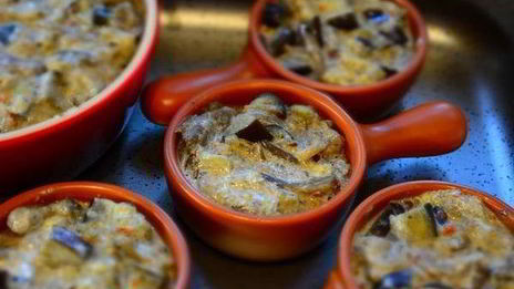 жульен с вешенками и баклажанами