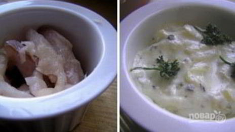 жюльен с крышечками из слоеного теста